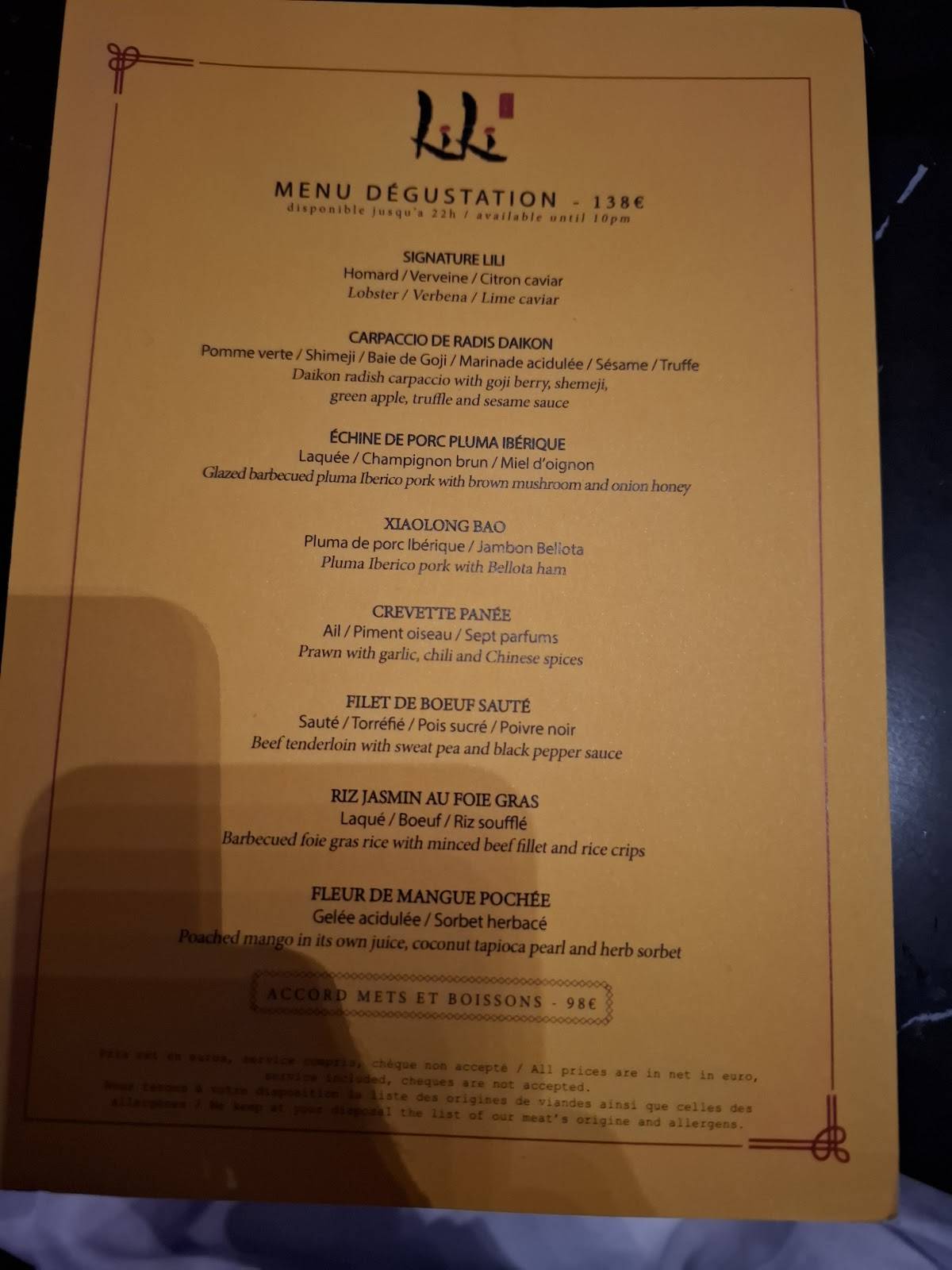 Menu de LiLi