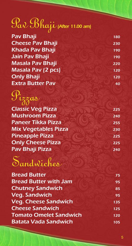Liberty Veg Restaurant menu