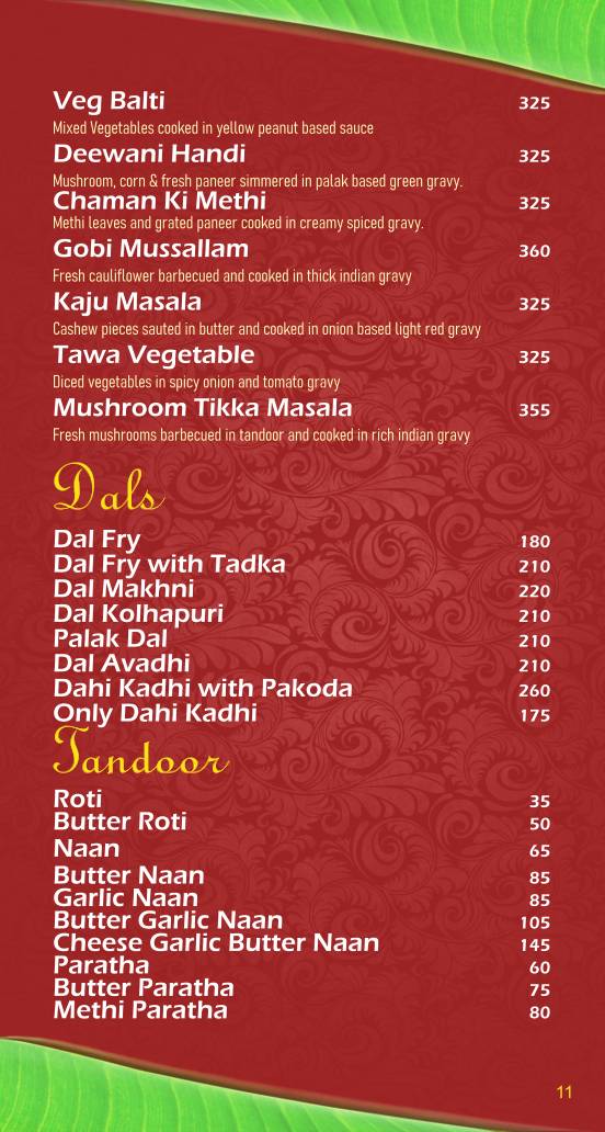 Liberty Veg Restaurant menu