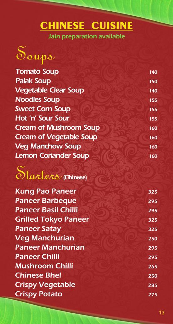 Liberty Veg Restaurant menu