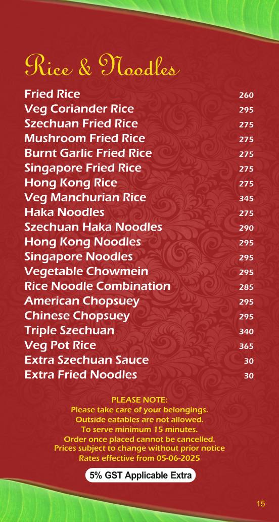 Liberty Veg Restaurant menu