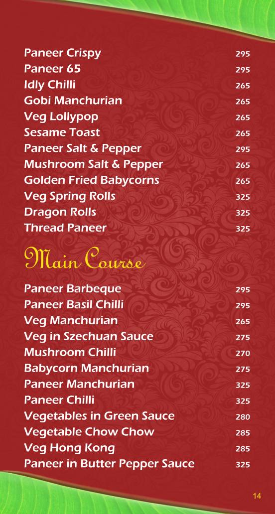 Liberty Veg Restaurant menu