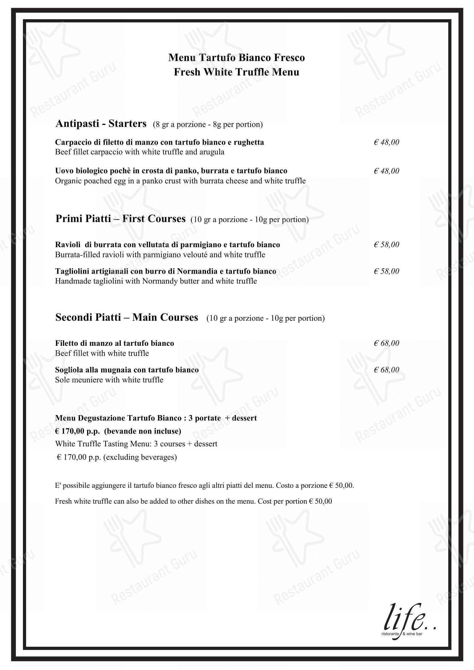 Menu bar per Life in Roma