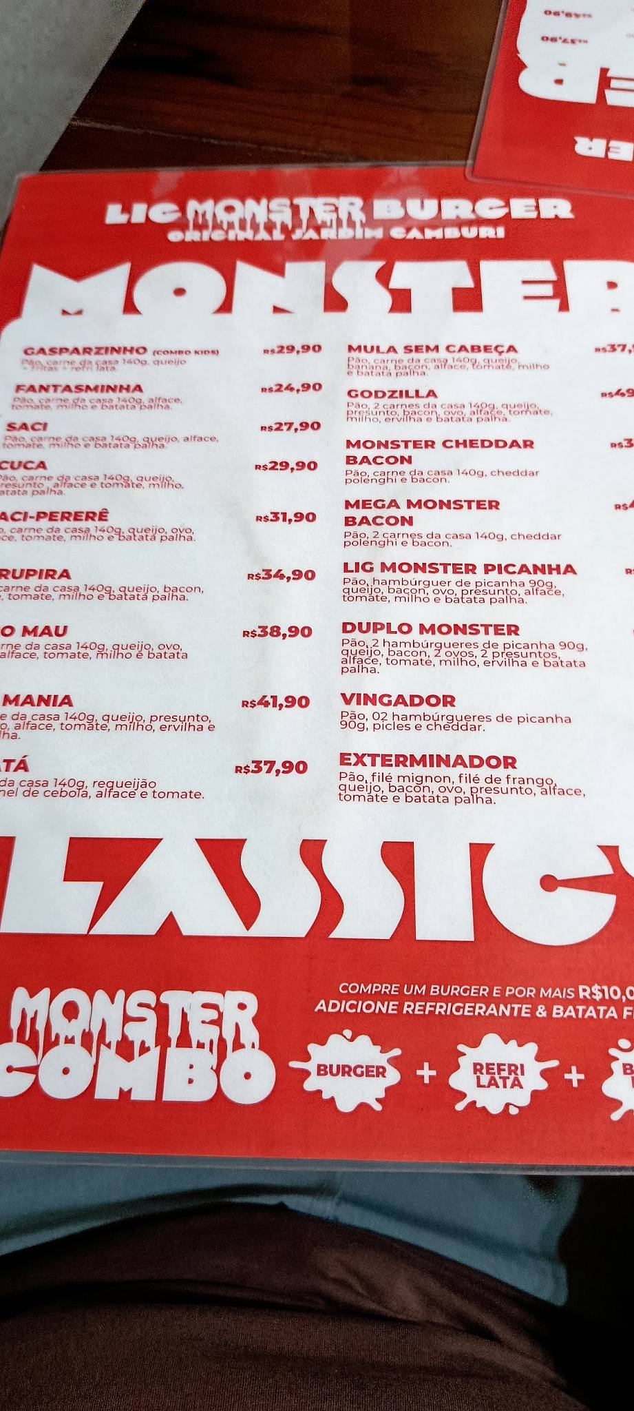 Lig Monster Hamburgueria cardápio