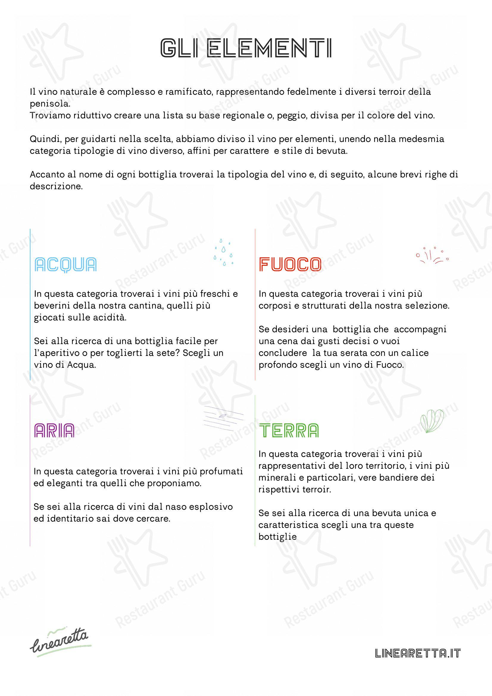Menu per Linearetta ristorante