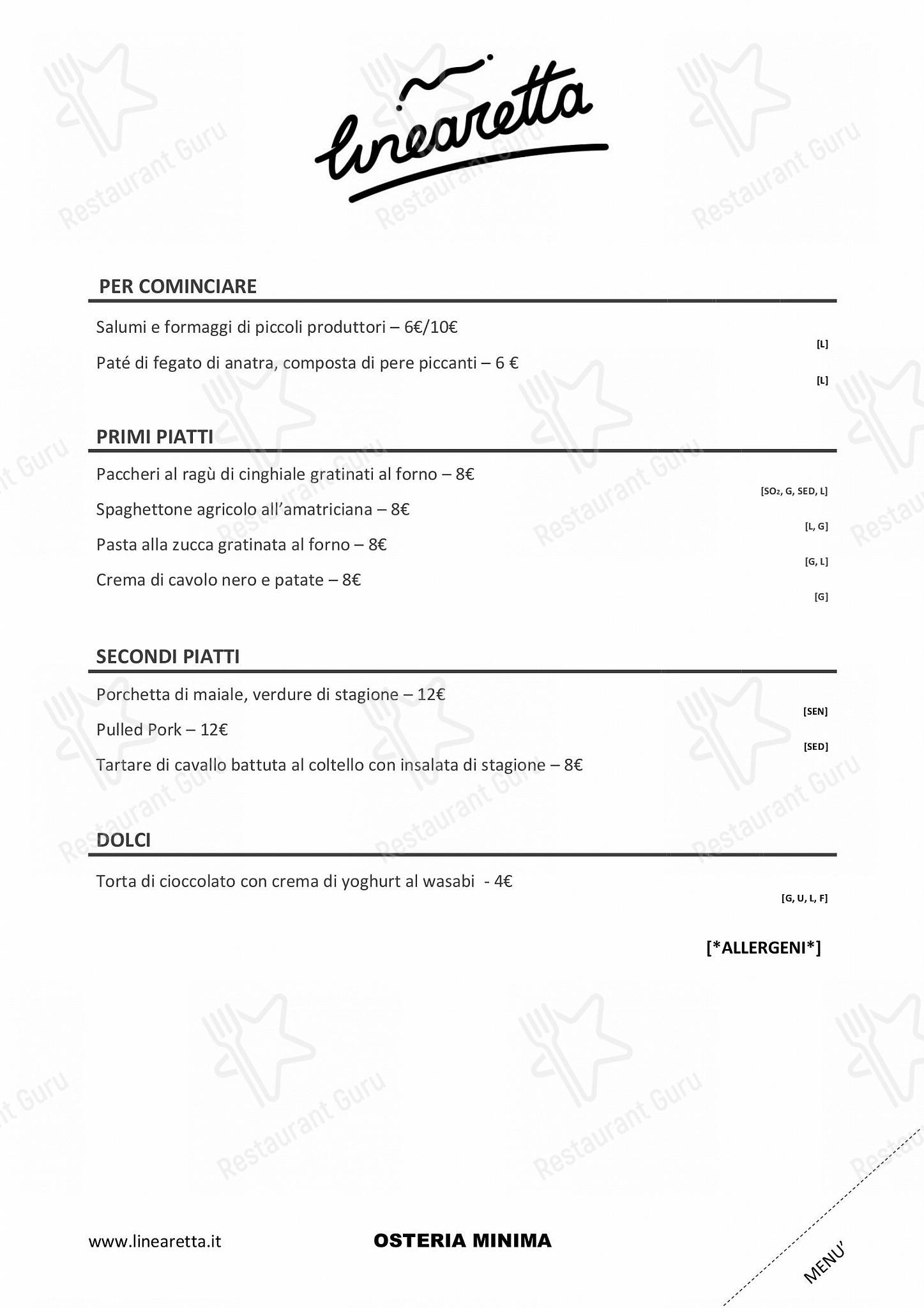 Lunch Menu per Linearetta in Milano