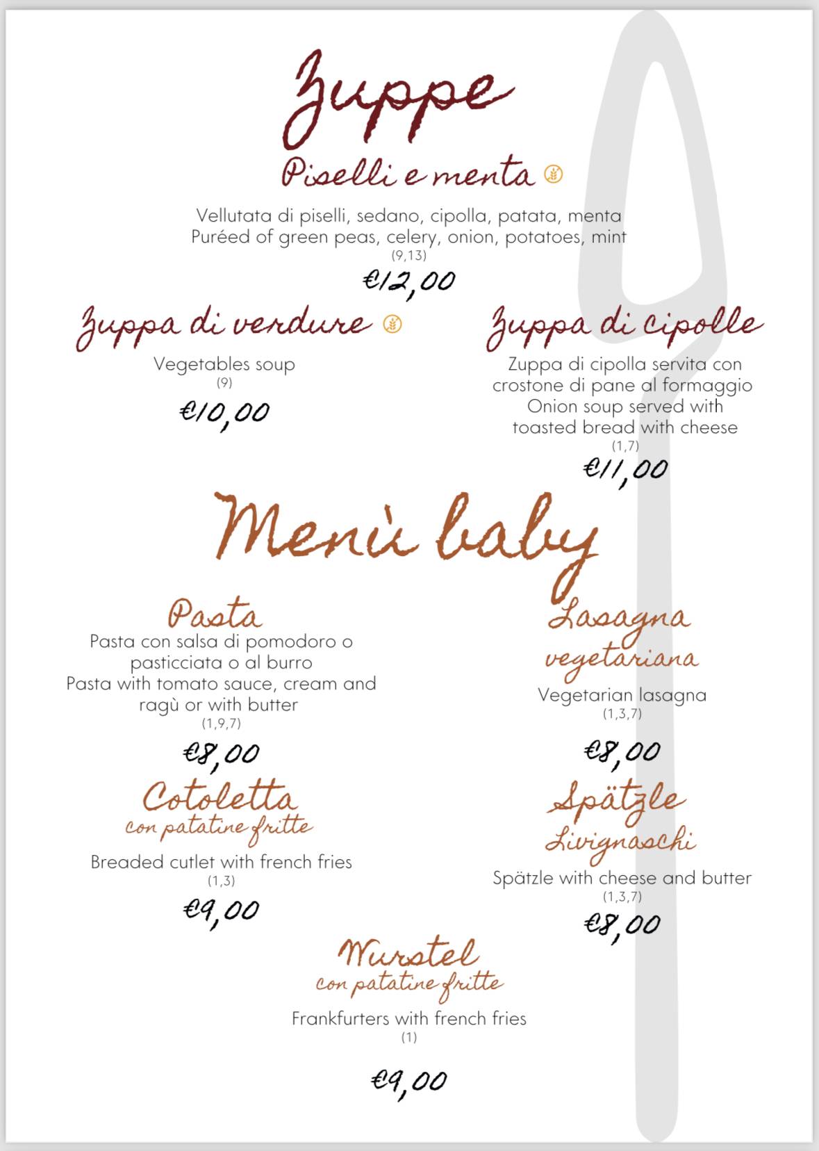 Menu di Roxy Bar Ristorante - Pizzeria 
