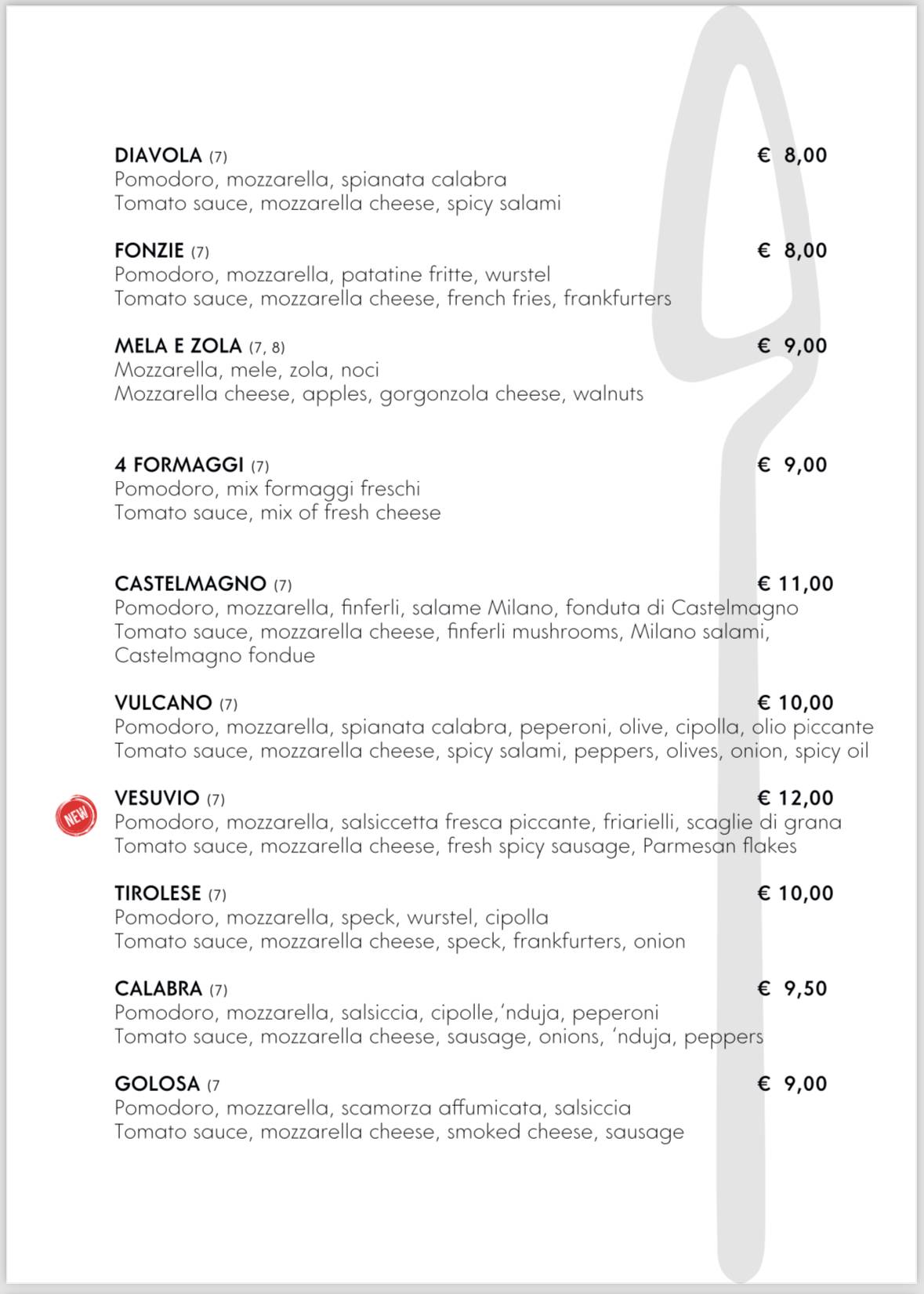 Menu di Roxy Bar Ristorante - Pizzeria 