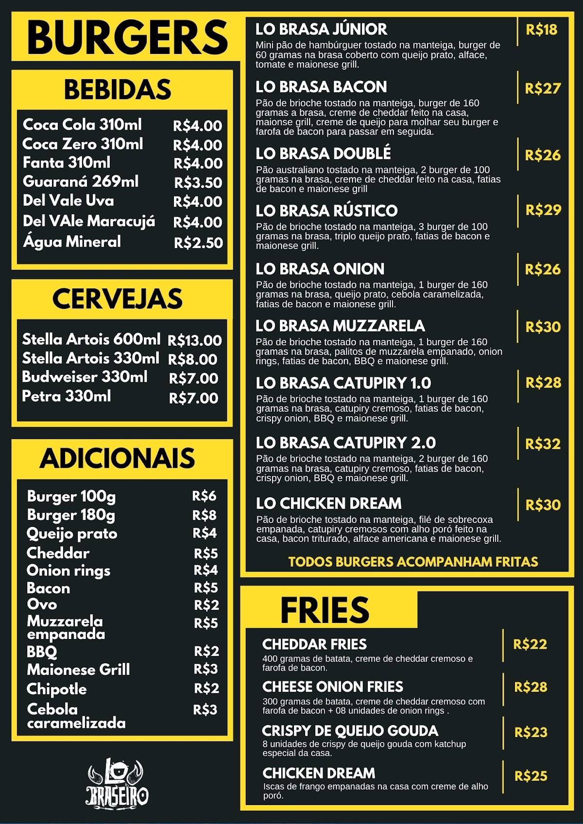 Lo Braseiro Burger & Fries cardápio
