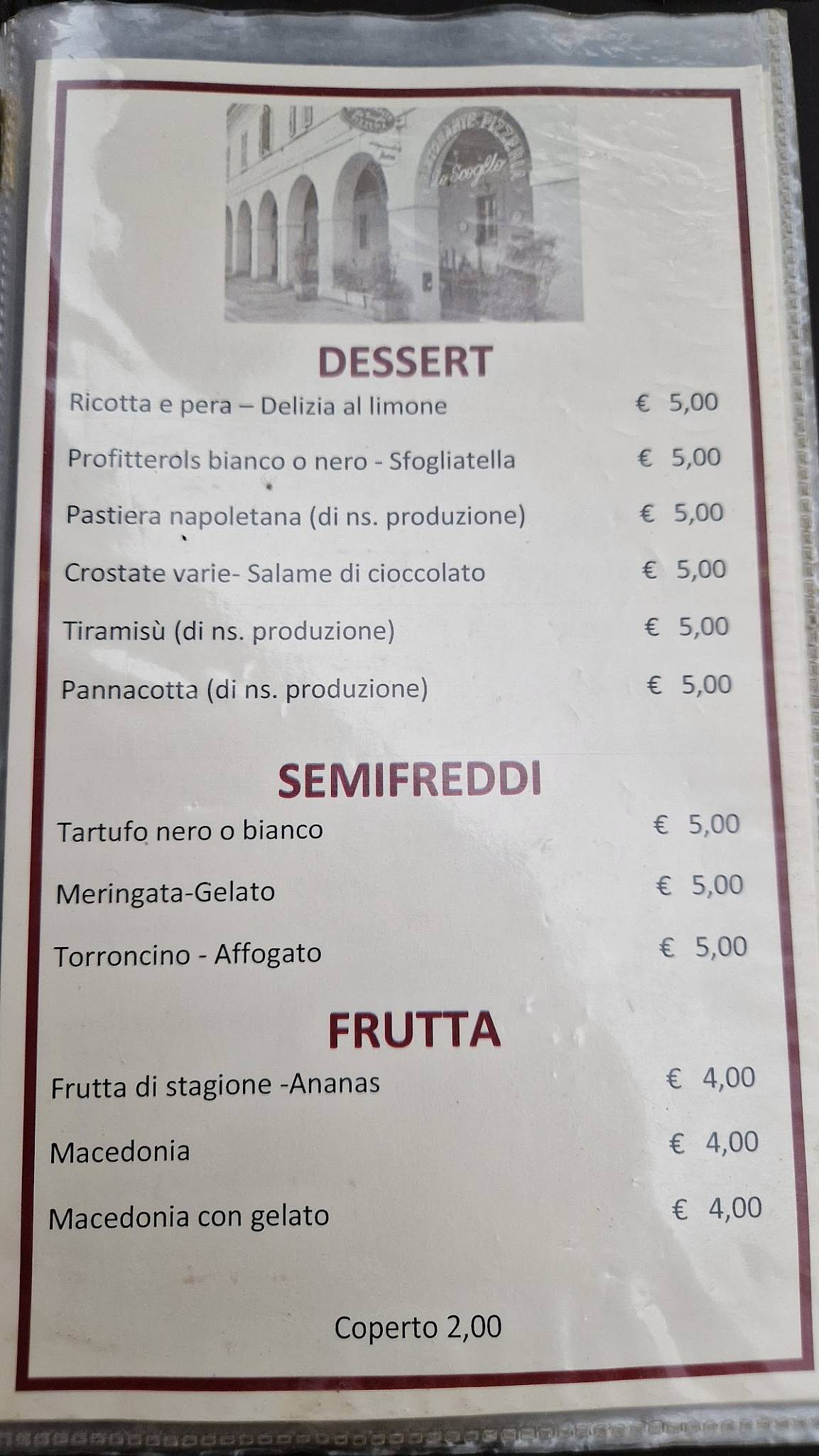 Menu di Lo Scoglio Pizzeria Ristorante 
