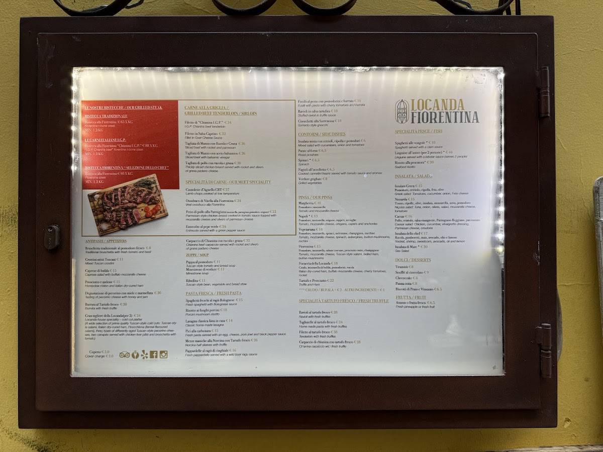 Menu di Locanda Fiorentina - Duomo di Firenze 