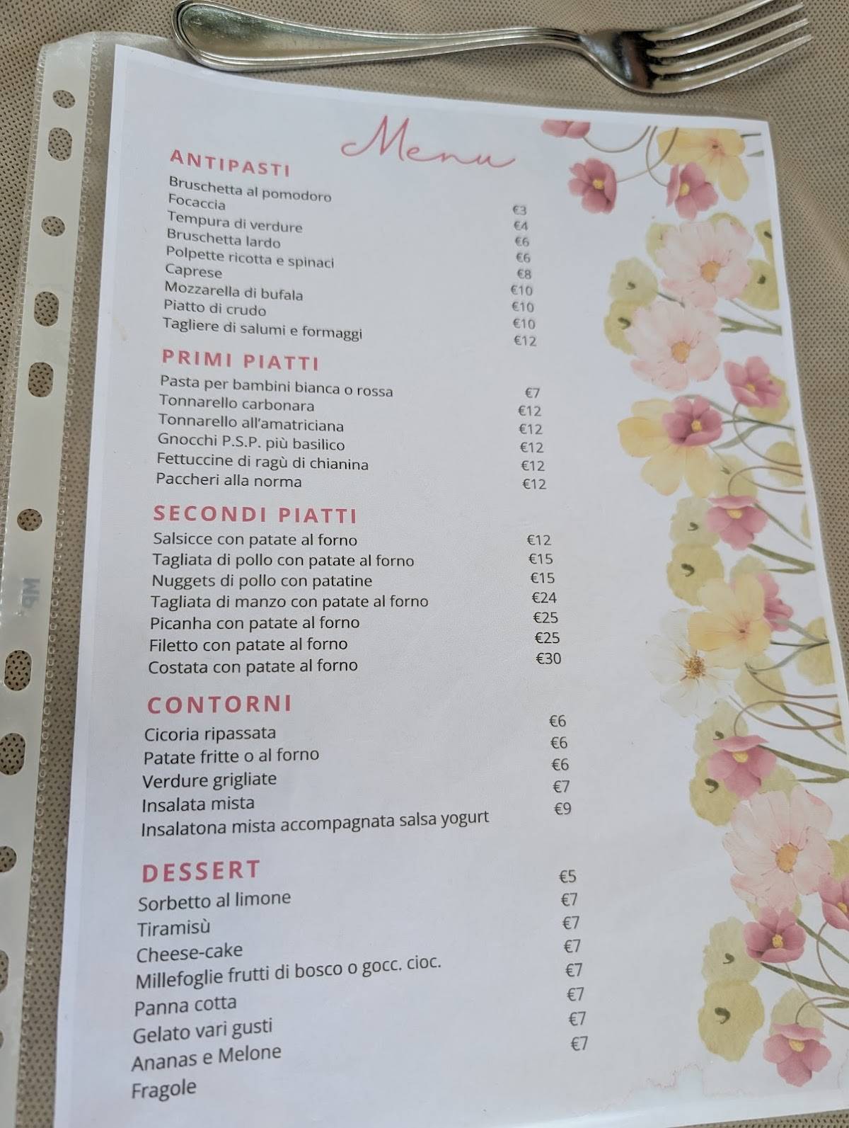 Menu di Locanda dei Massimi 