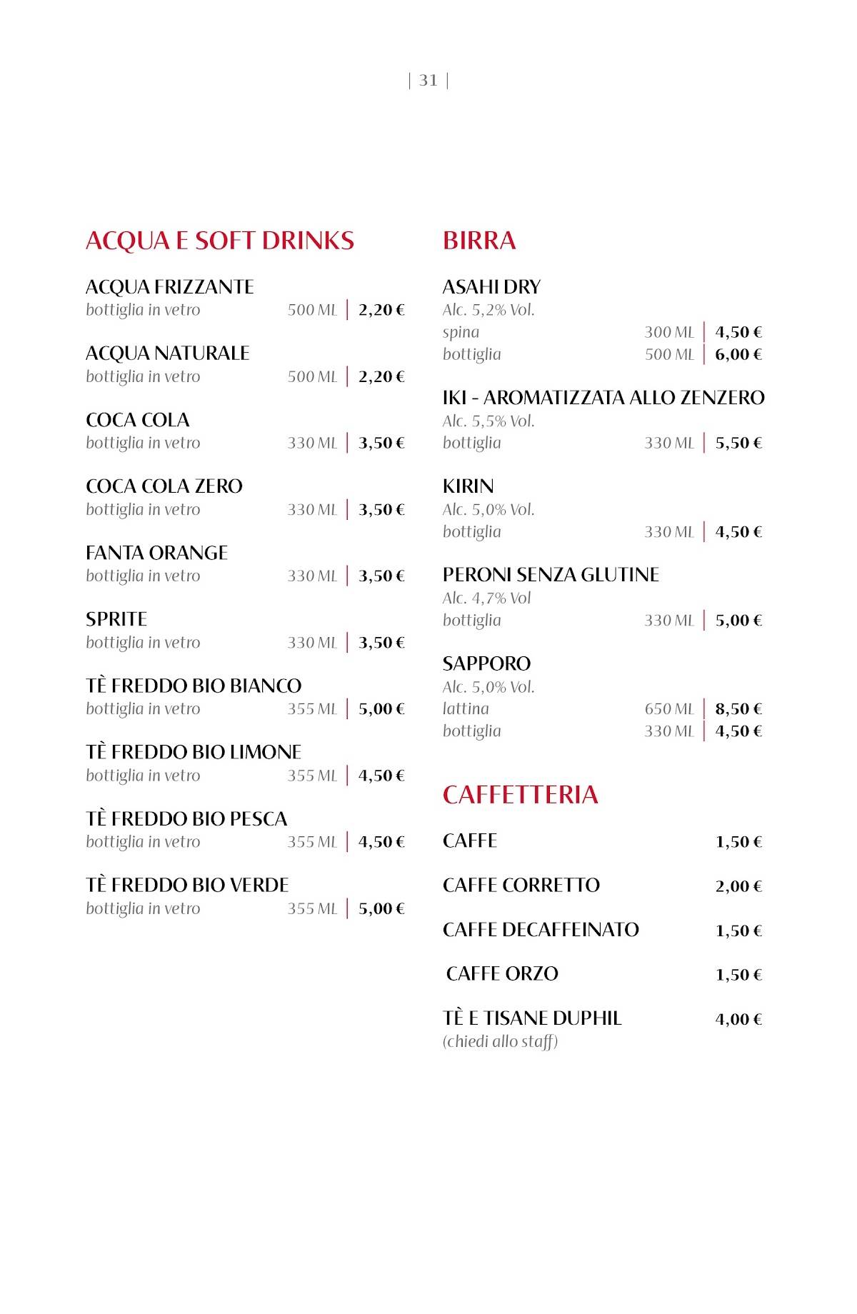 Menu di Shi's Scalo Milano 