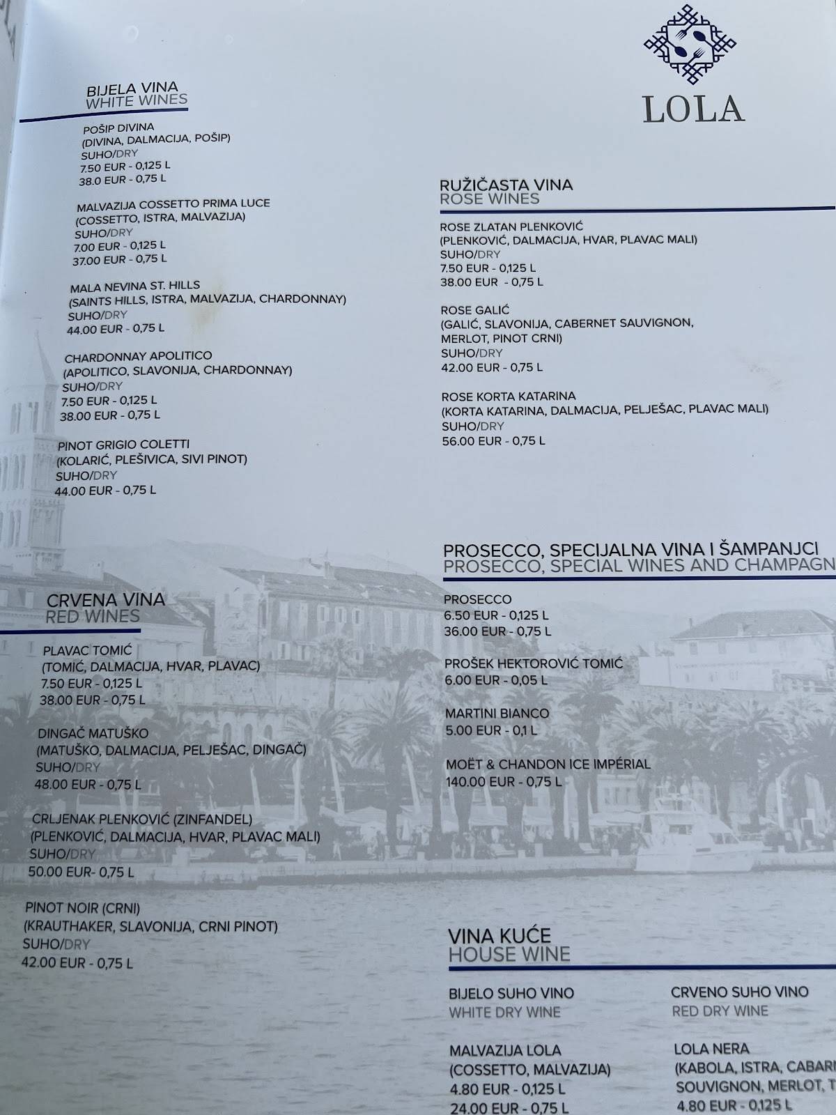 Menu di Lola Split 