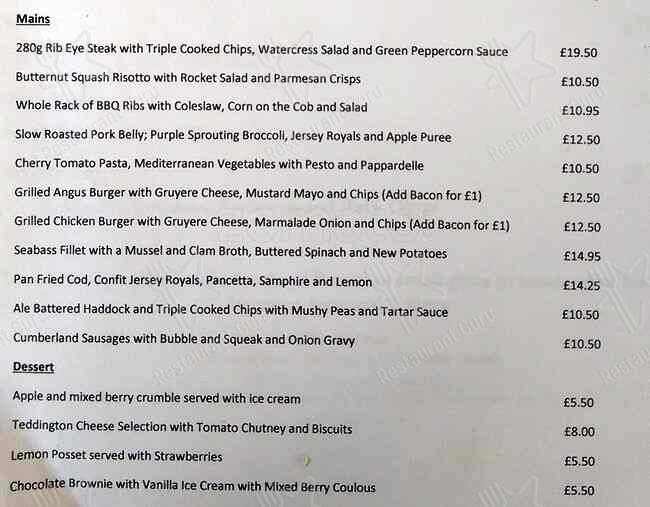 Menu at The Railway Teddington pub & bar, Teddington, 3 Victoria Rd