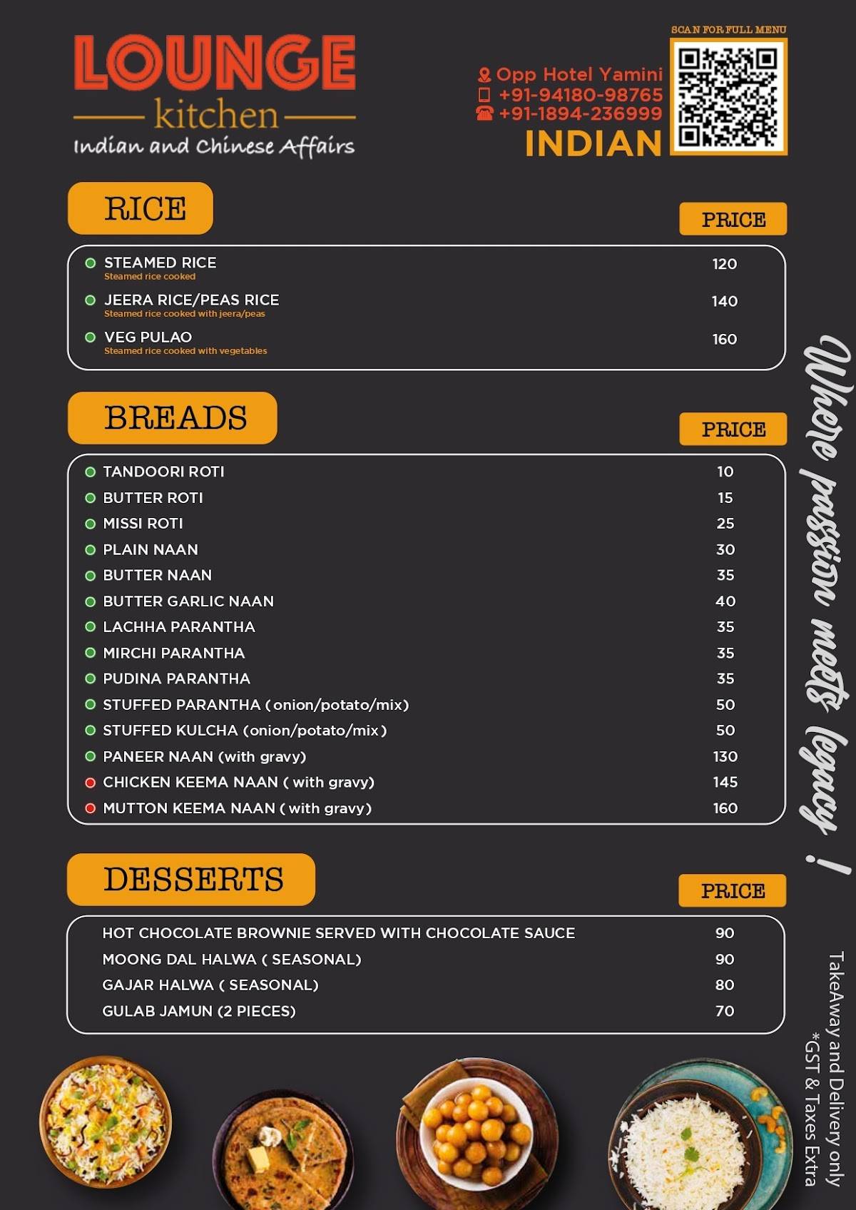 Lounge Kitchen menu