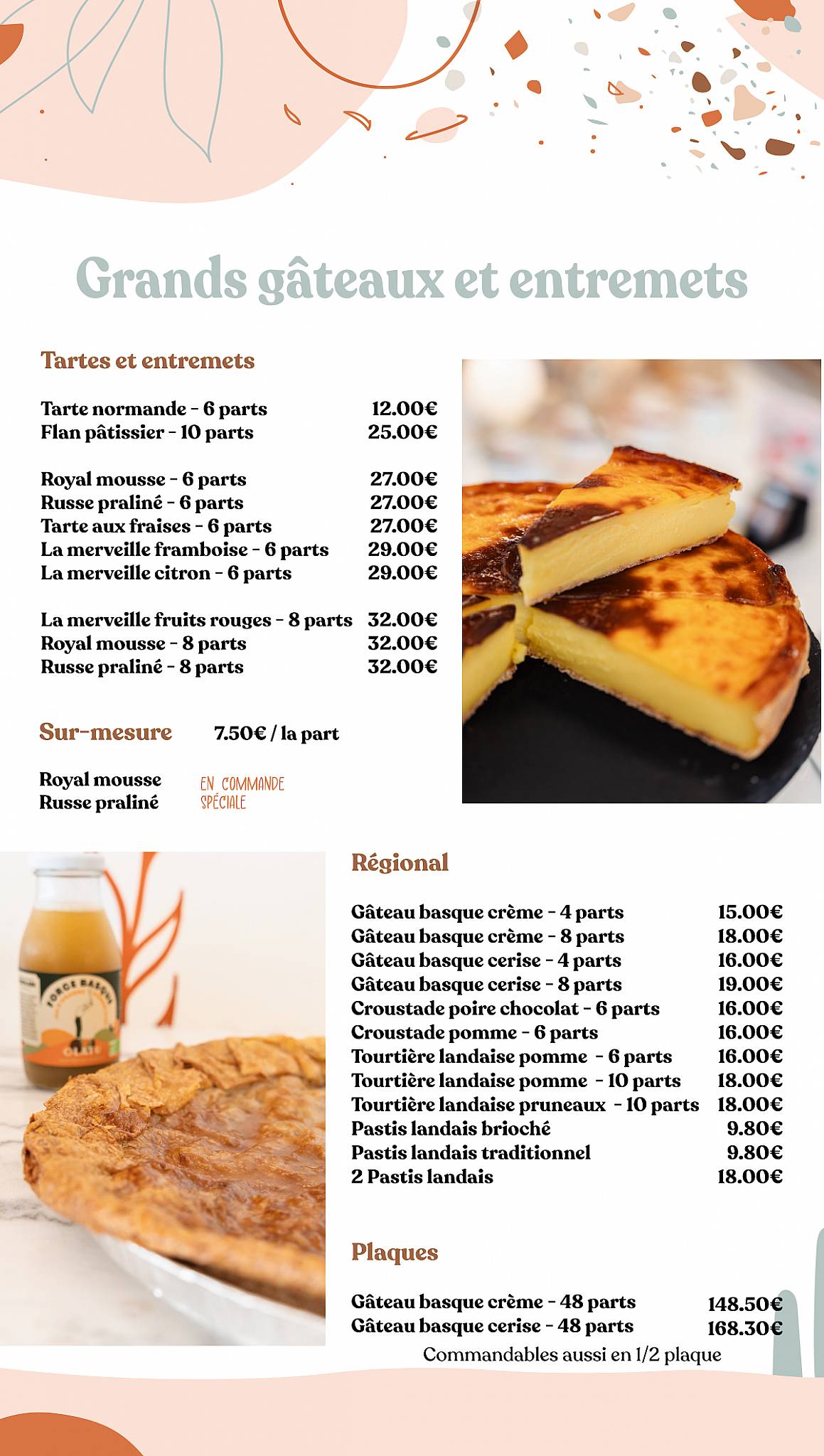Menu de Lucas - Boulanger | Pâtissier | Traiteur