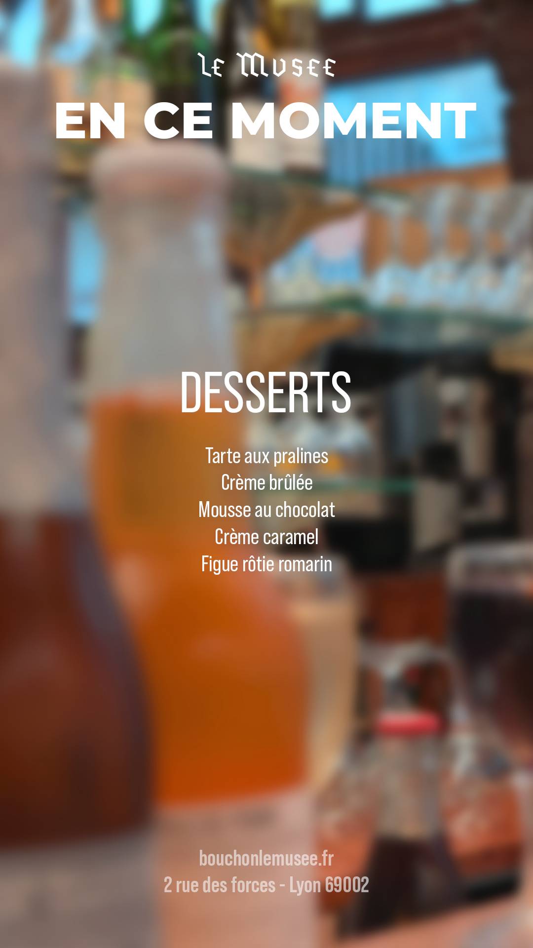Menu de Restaurant Le Musée