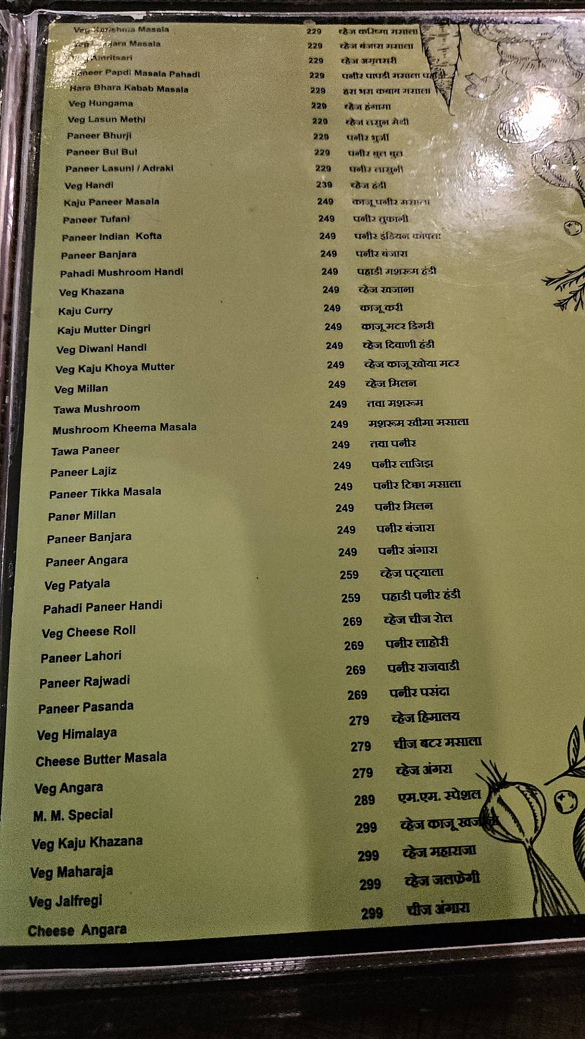 M. M. RESTAURANT menu
