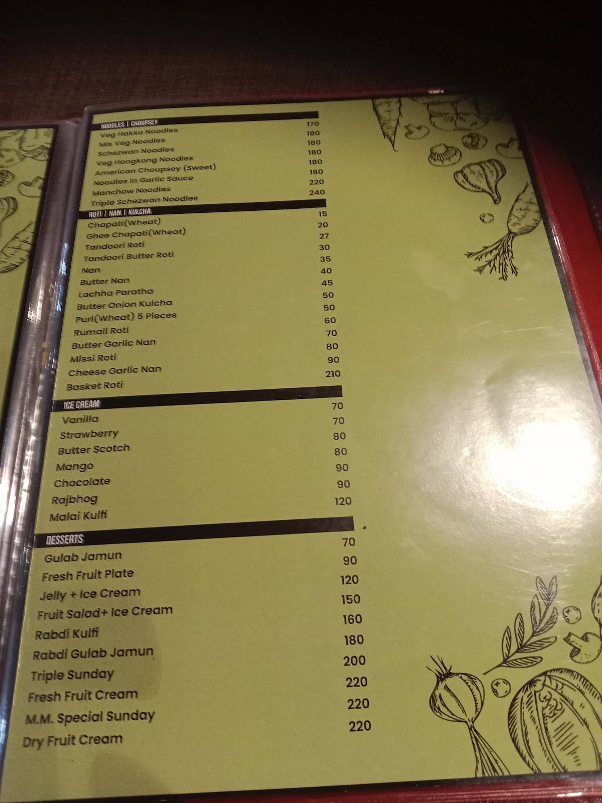 M. M. RESTAURANT menu