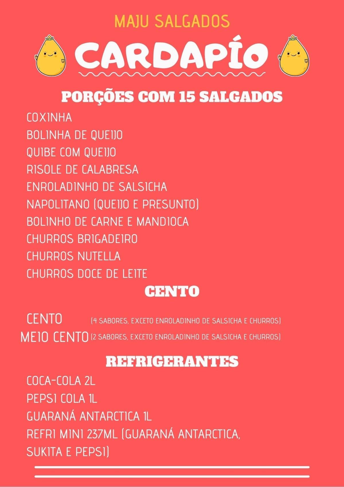 MAJU SALGADOS cardápio