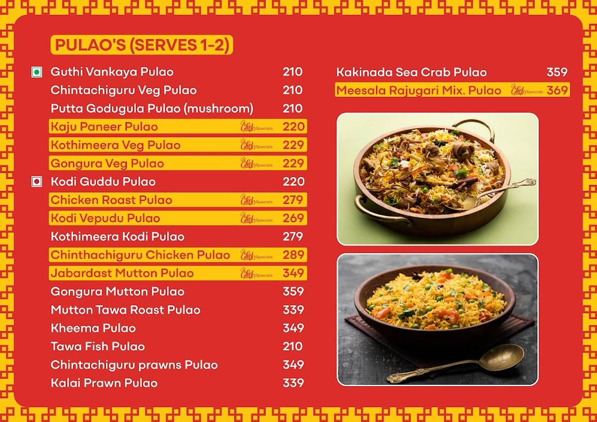 MEESALA RAJUGARI MESS menu