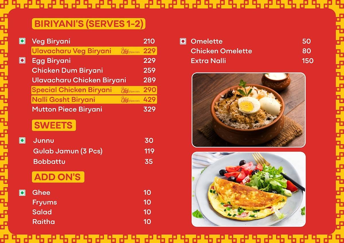 MEESALA RAJUGARI MESS menu