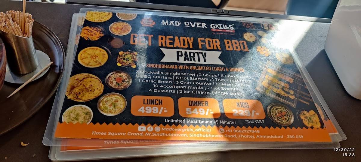 Menu at Mad Over Grills (SBR) Banquet & Restaurant, Ahmedabad
