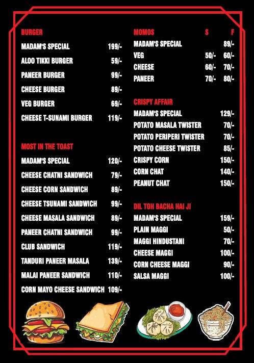 Madam Chai Wali menu