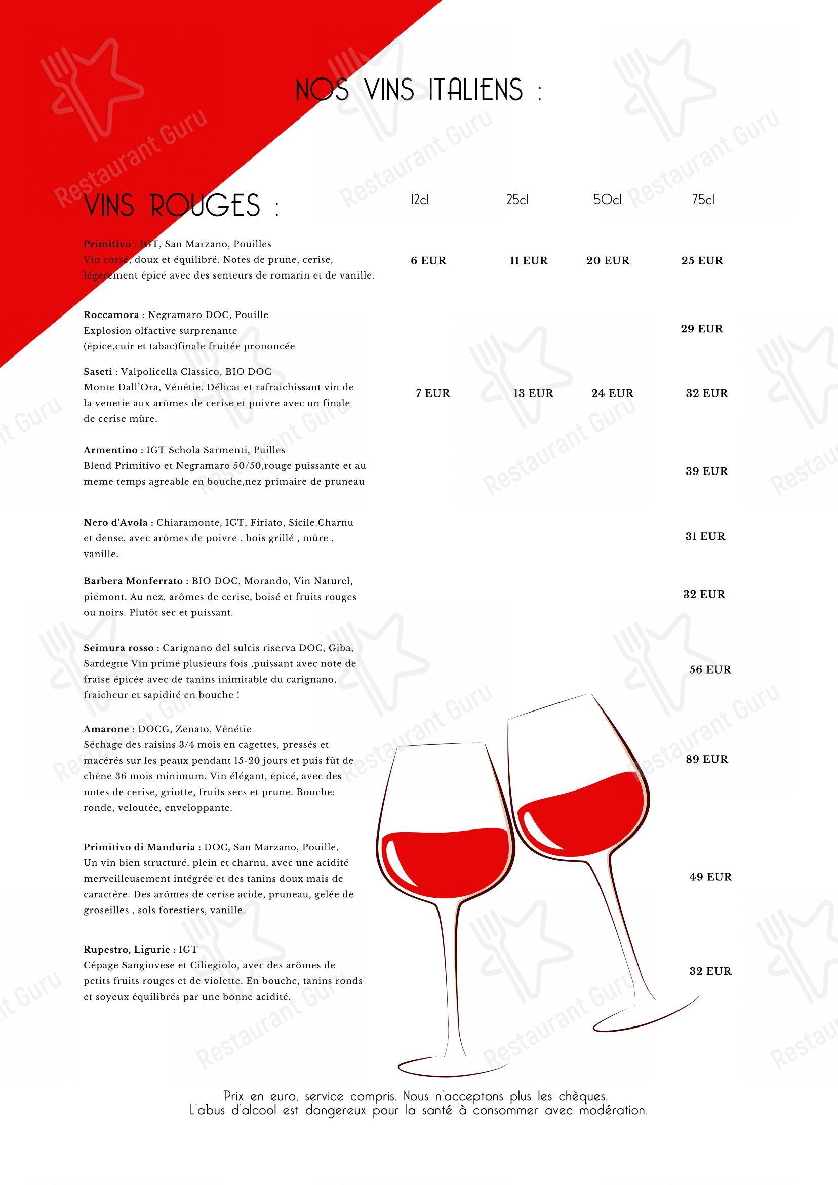 Menu pour Magnagati pizzeria
