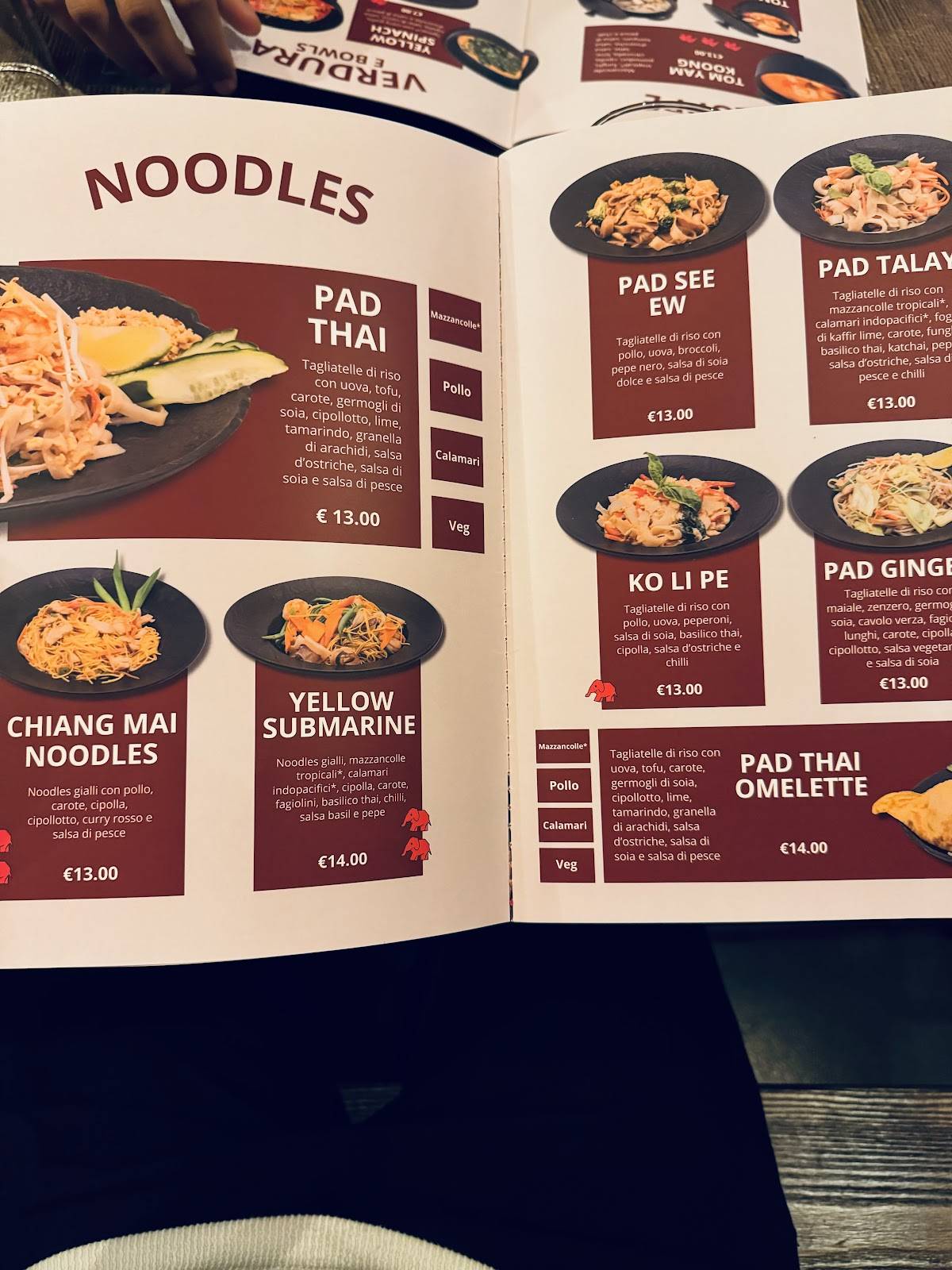Menu de Mai Thai