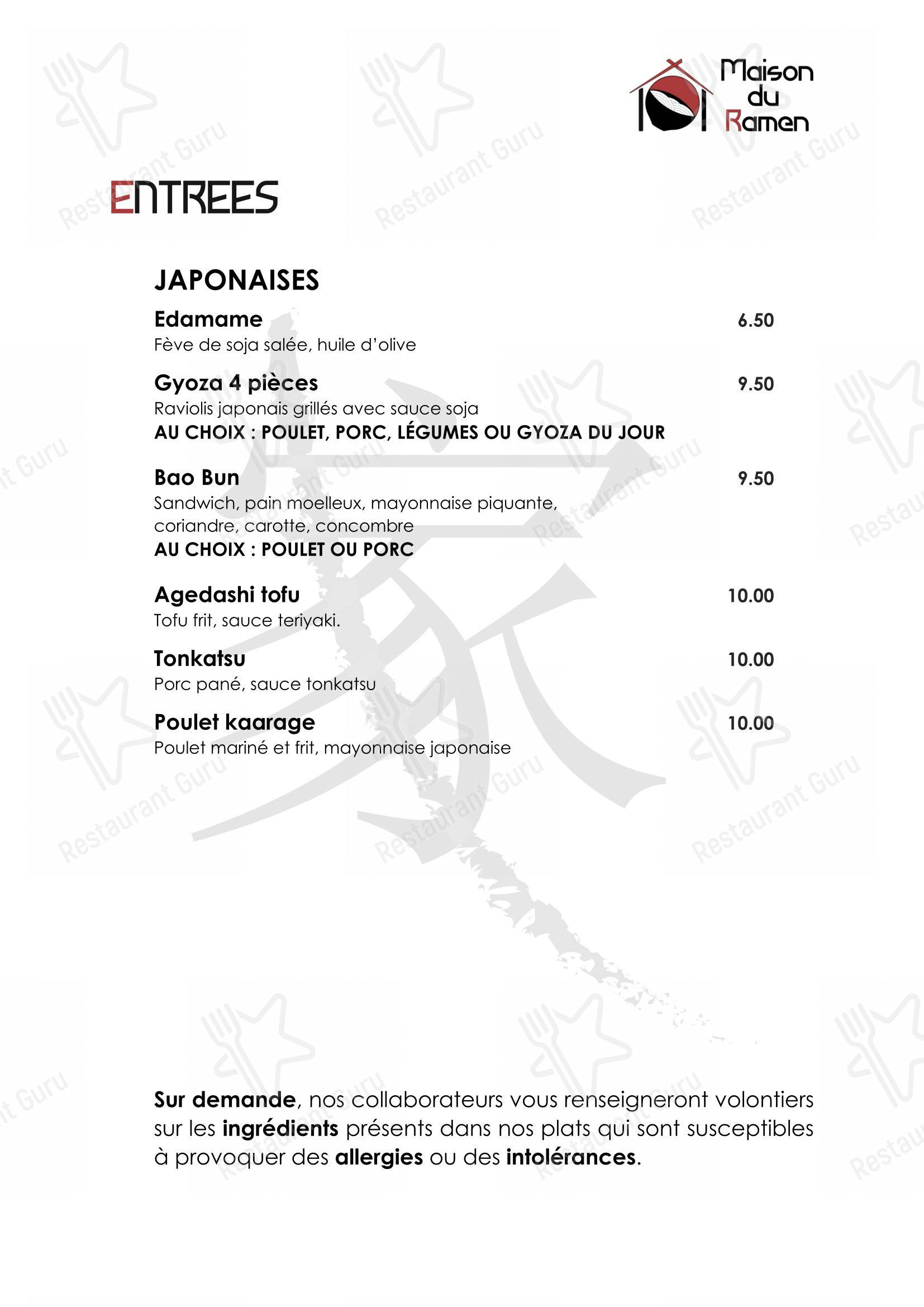 Menu pour Maison du Ramen restaurant