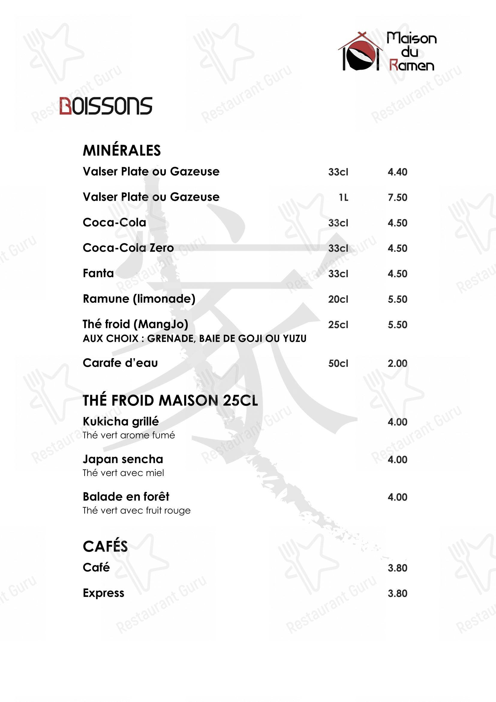 Menu pour Maison du Ramen dans Neuchâtel