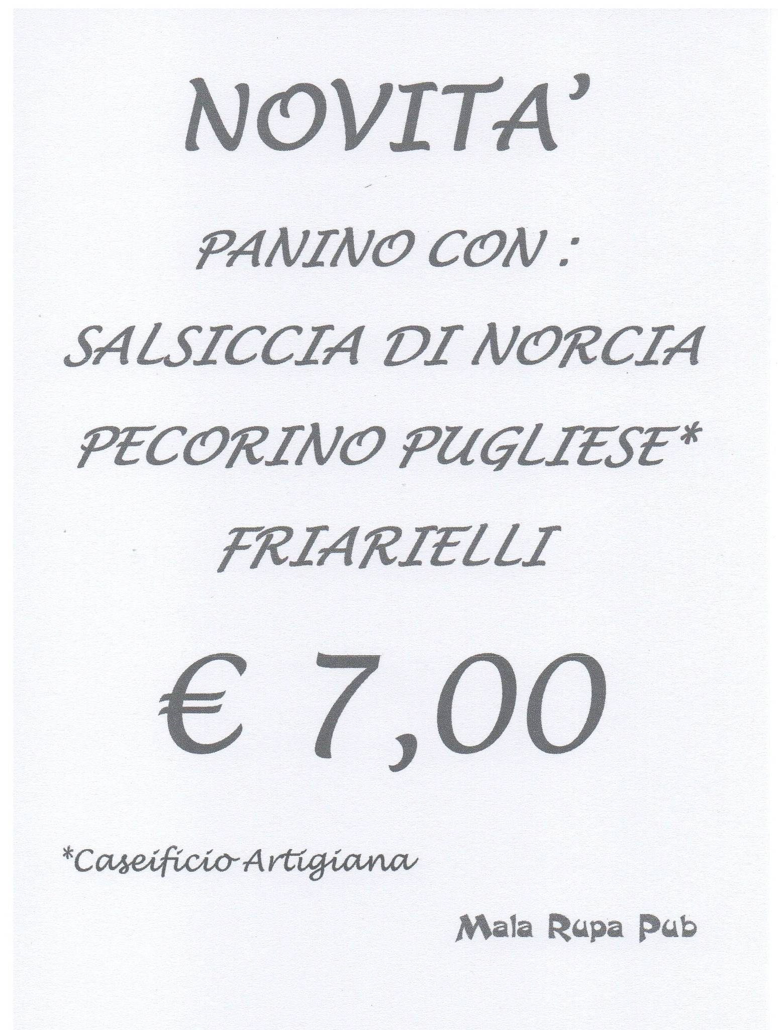 Menu di Mala Rupa Pub 