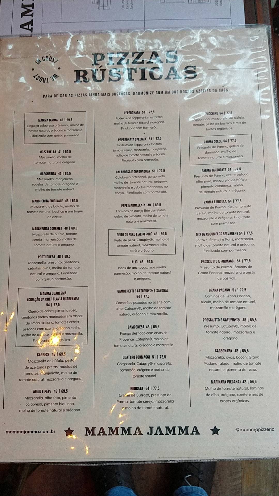 Mamma Jamma cardápio