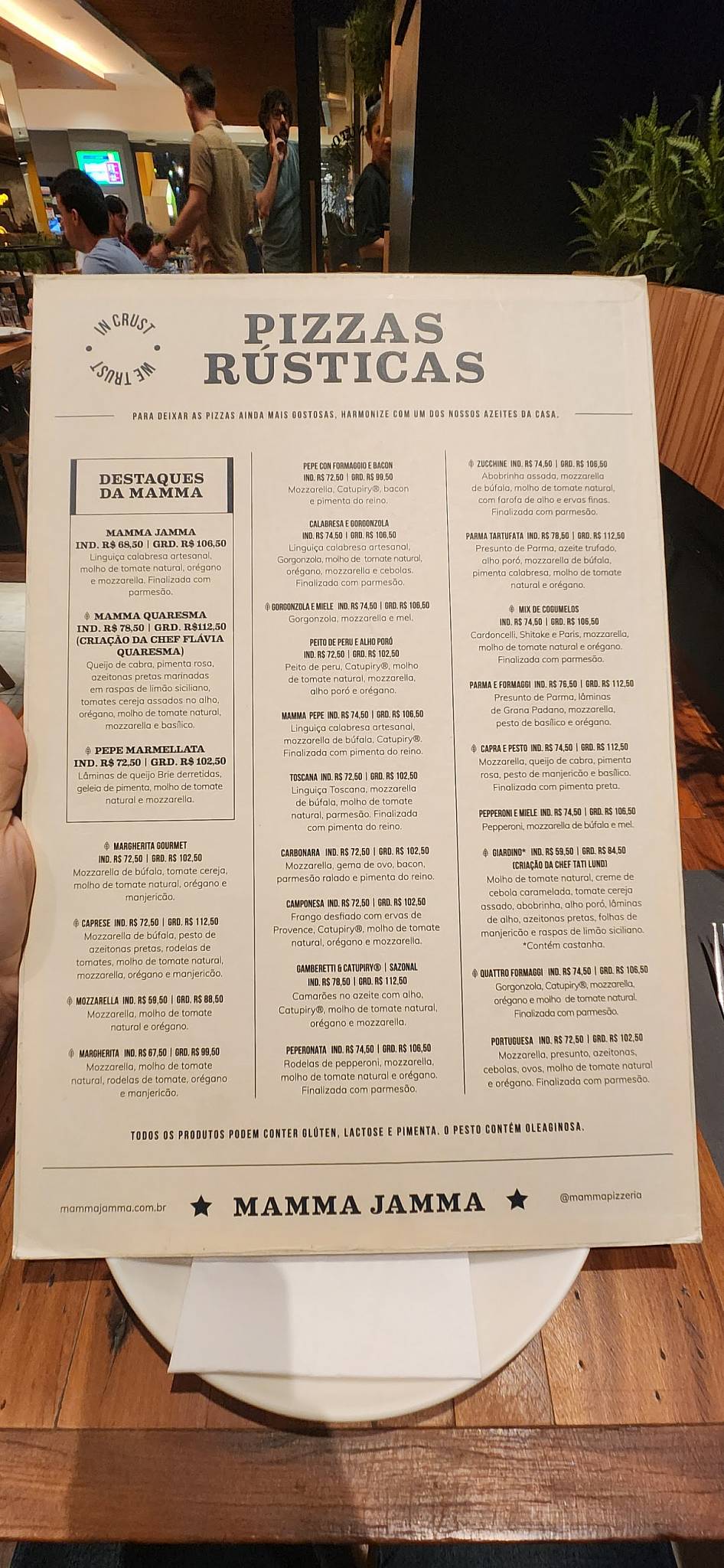 Mamma Jamma Rio Sul cardápio