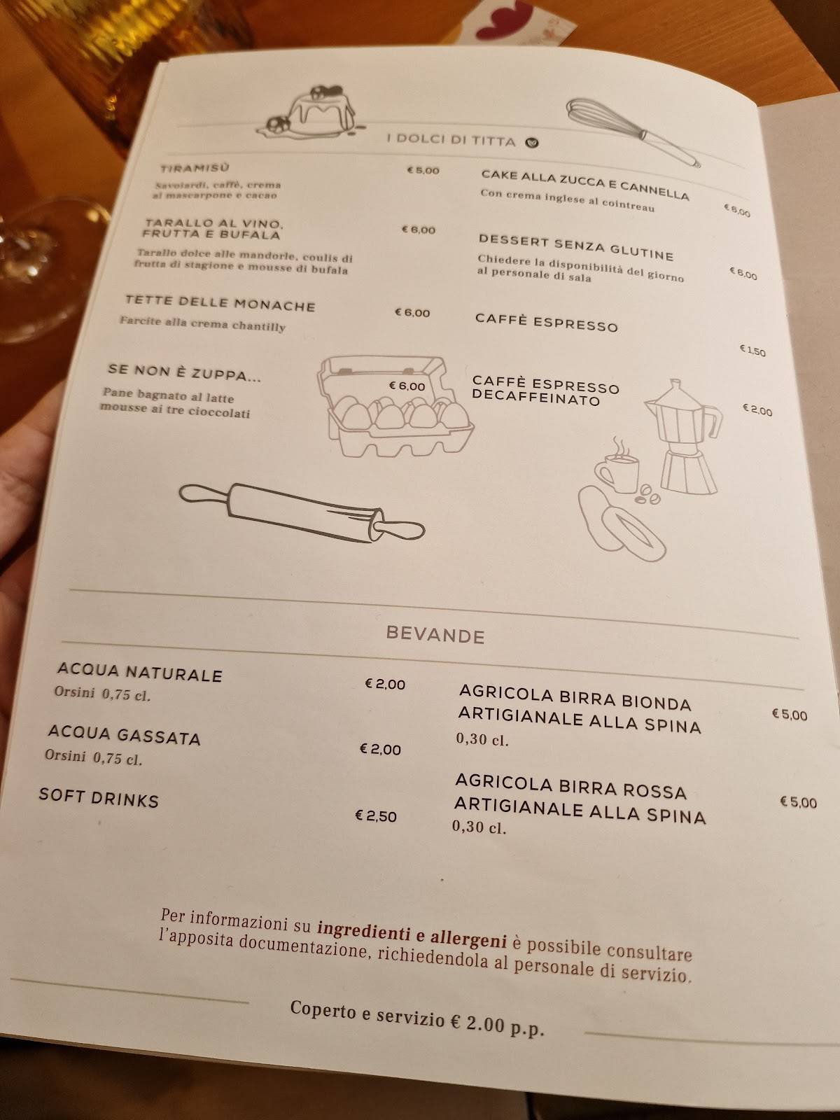 Menu di Mamma Titta Osteria Contemporanea 