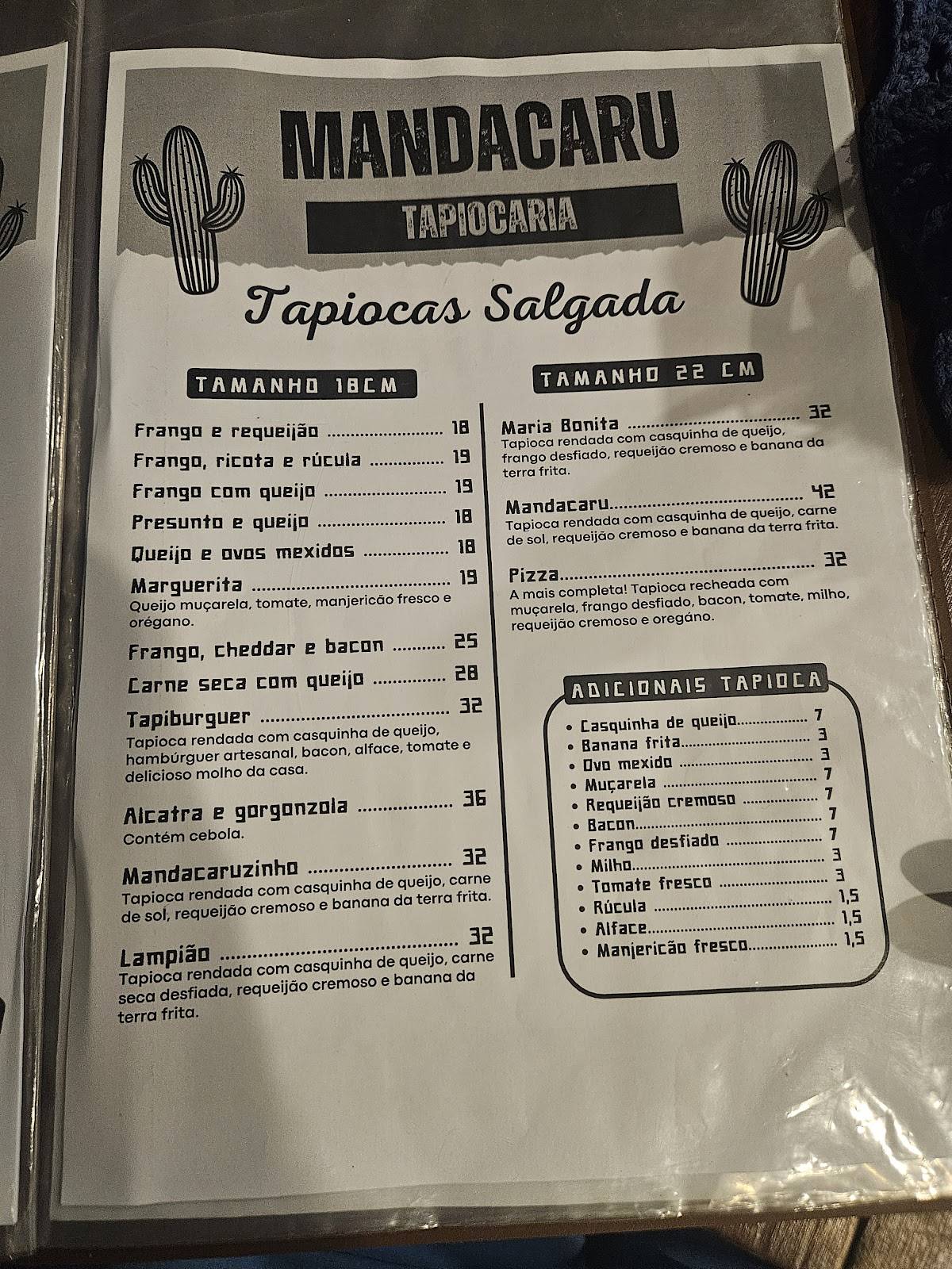 Mandacaru Tapiocaria Aracruz cardápio