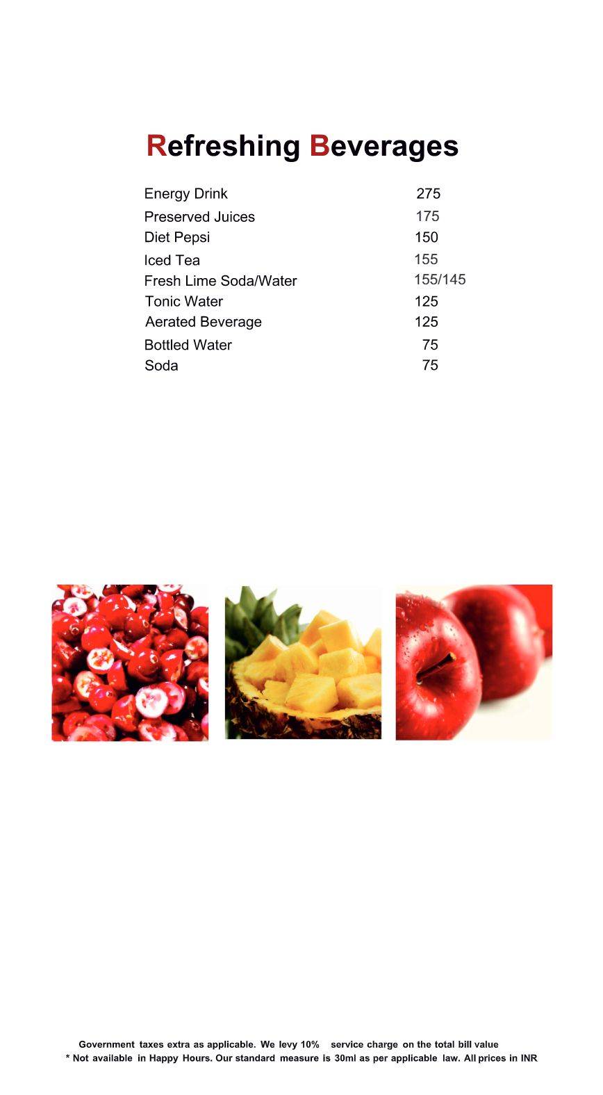 Mandarin Trail menu