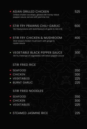 The Loft menu