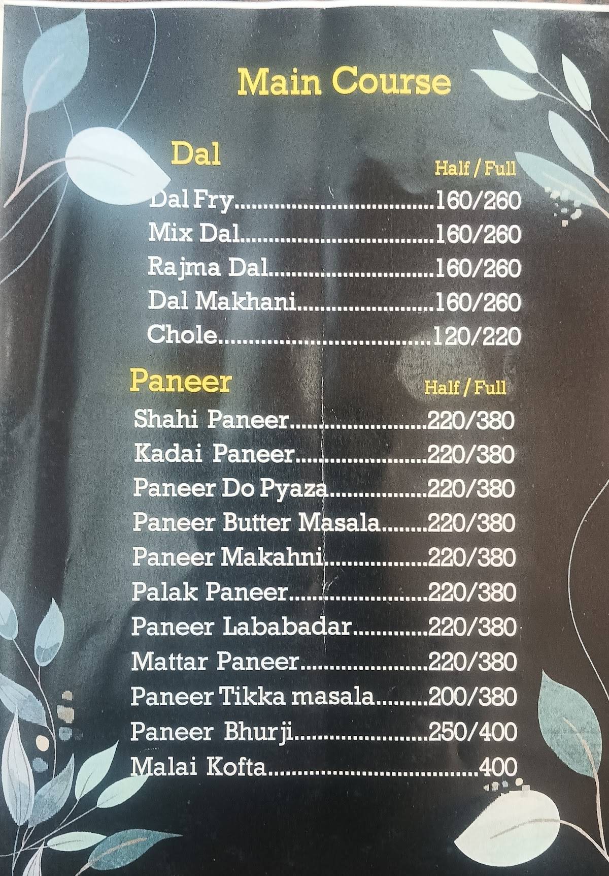 Manglam Restaurant menu