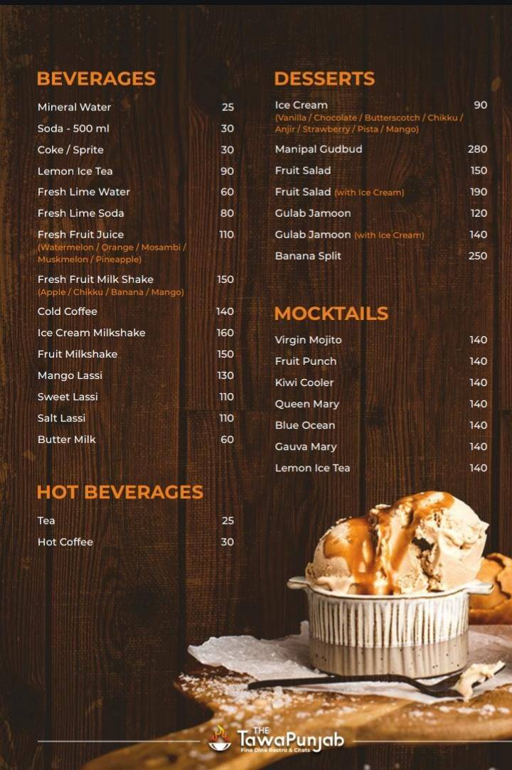 The Tawa Punjab menu