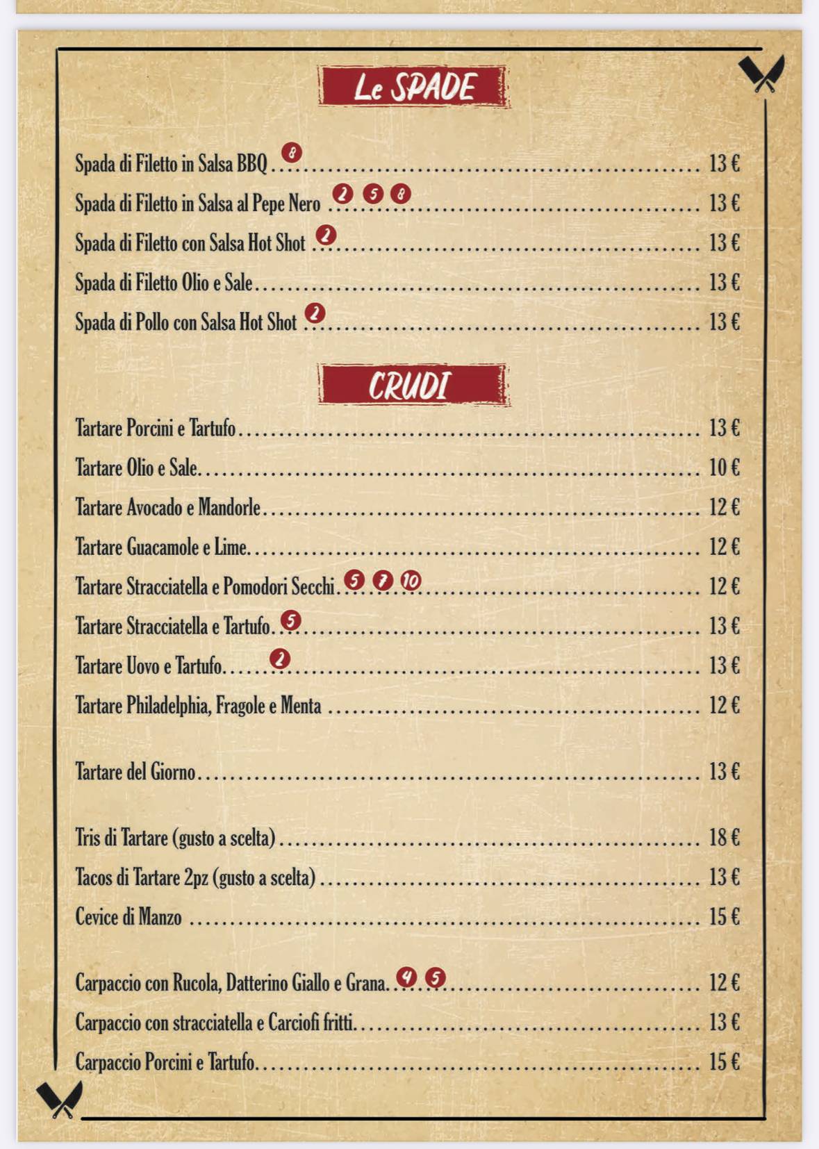 Menu di Manzo Bufalotta 
