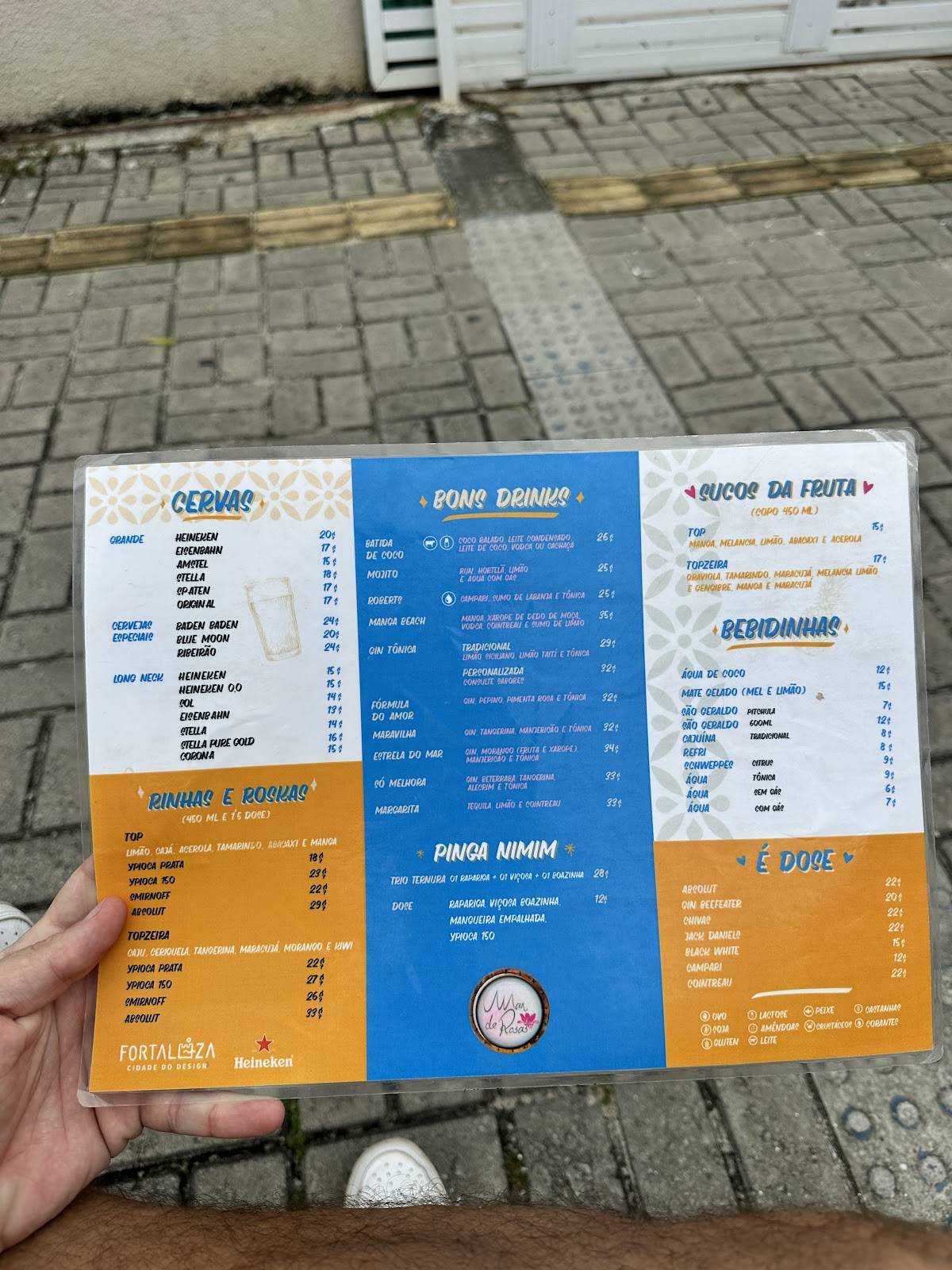 Mar de Rosas cardápio