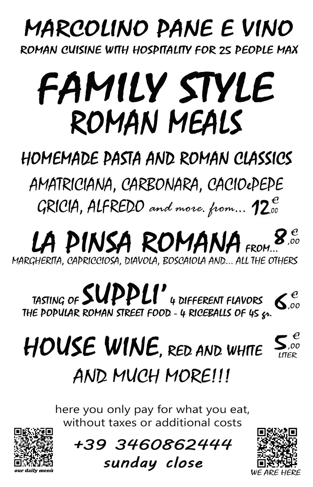 Menu di Marcolino pane e vino 