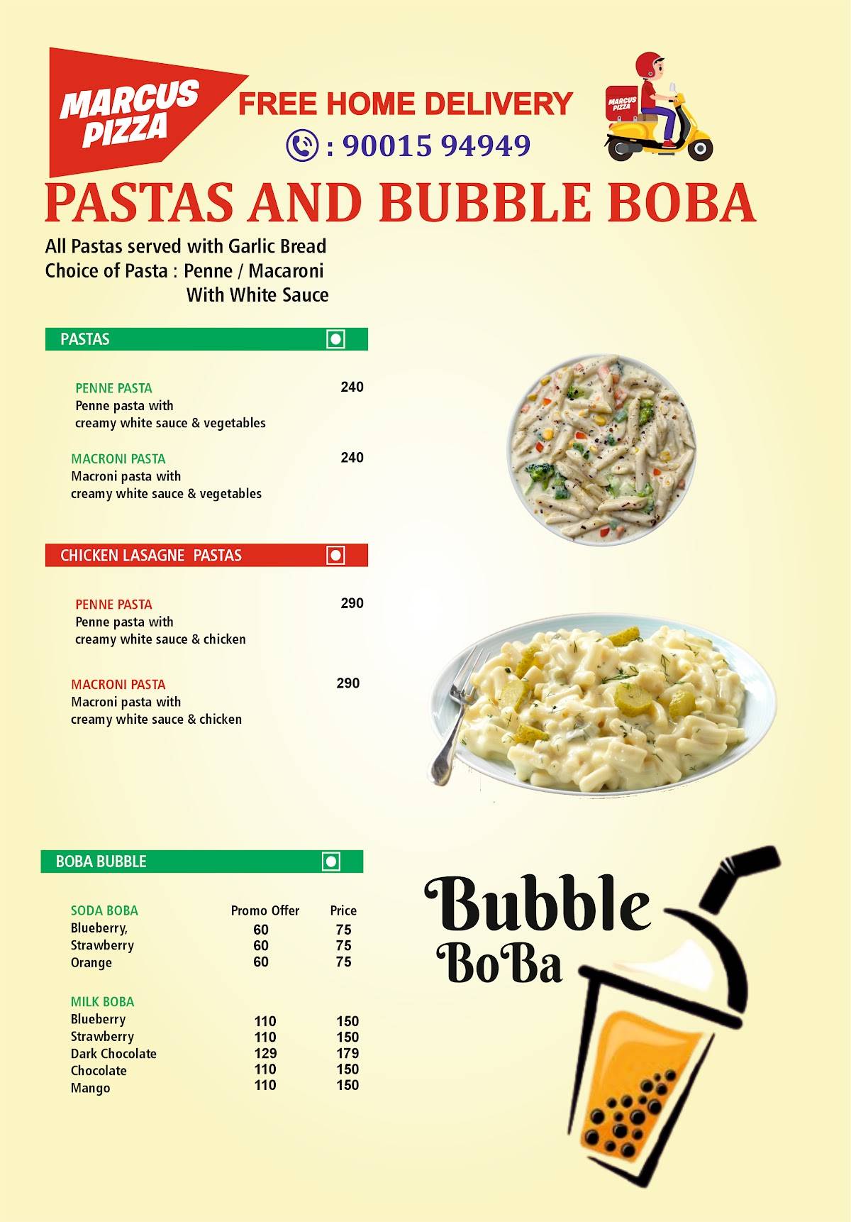 Marcus pizza menu