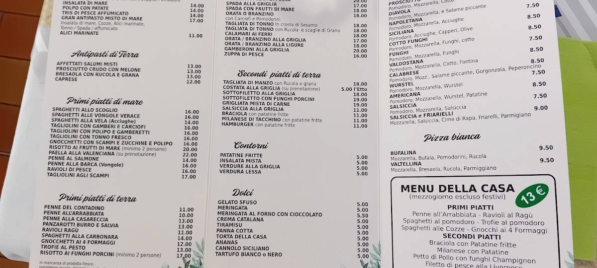 Menu di Mare e monti 