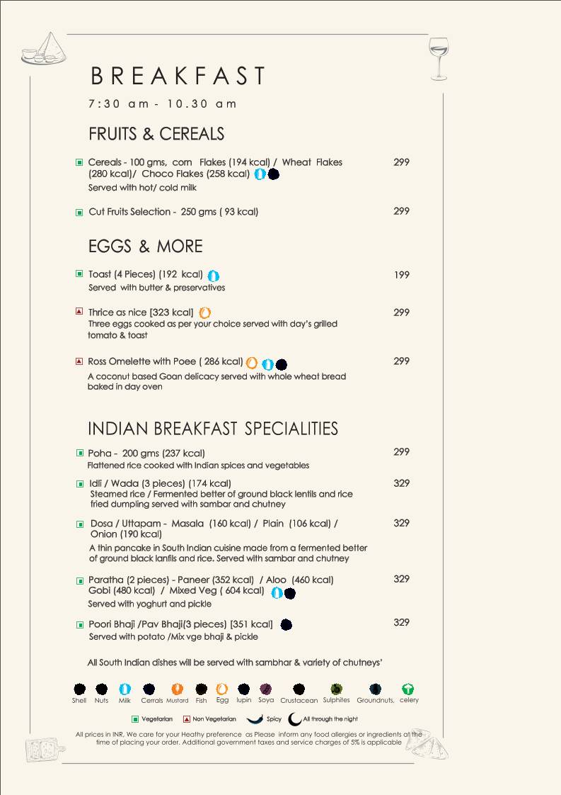 Casa Varca menu