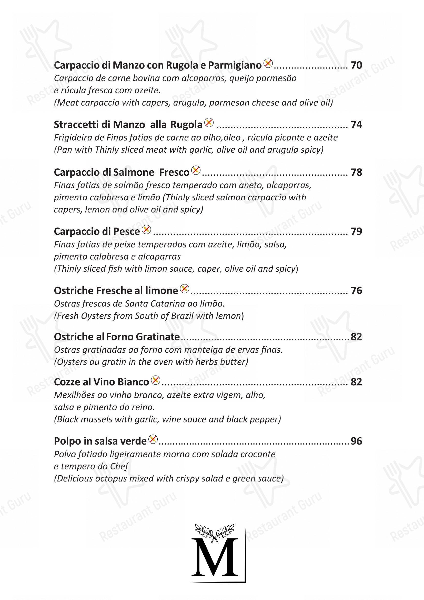 Menu para Margutta Ipanema restaurante