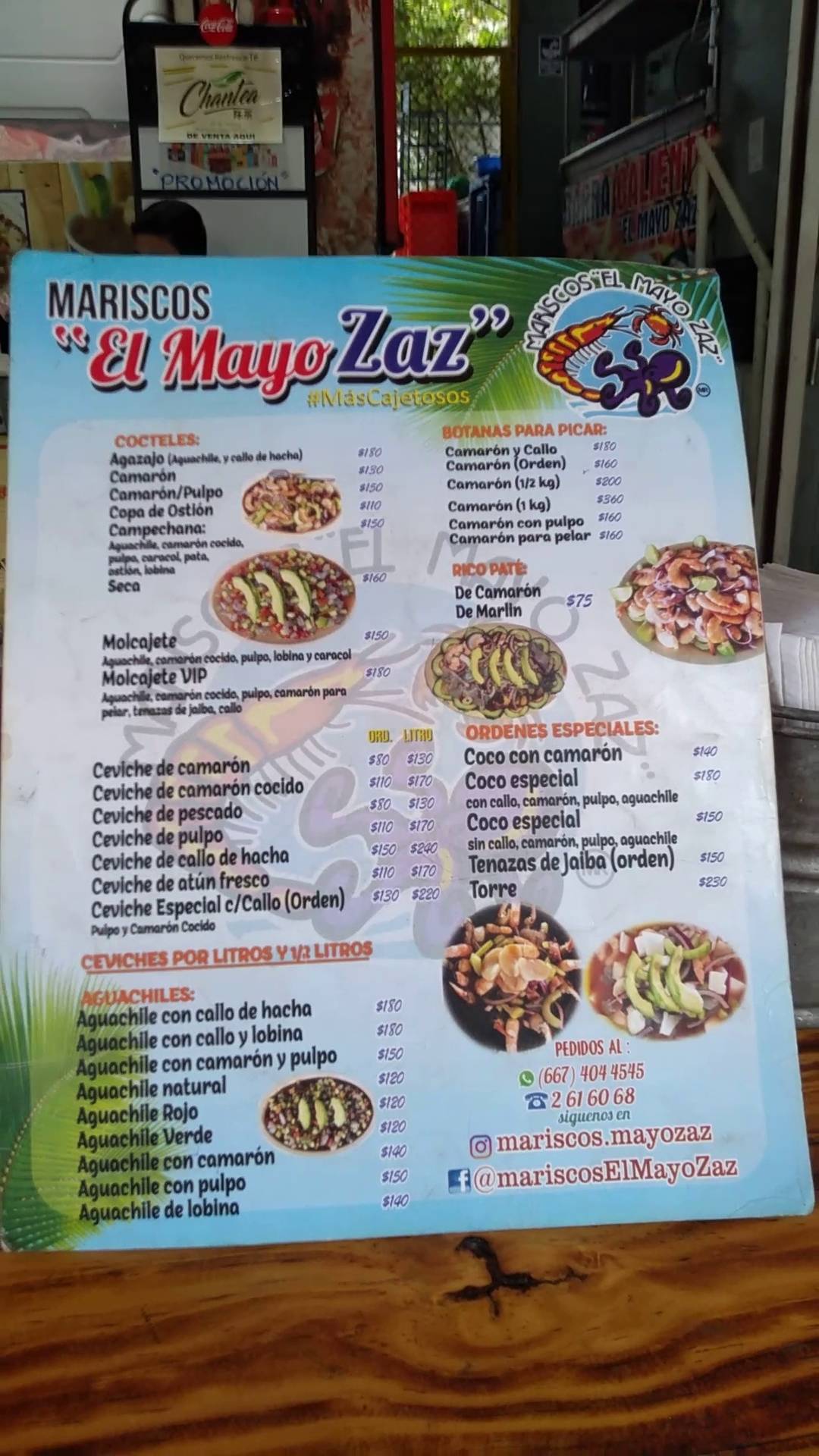 Carta del restaurante Mariscos El Mayo Zaz Culiacán Rosales